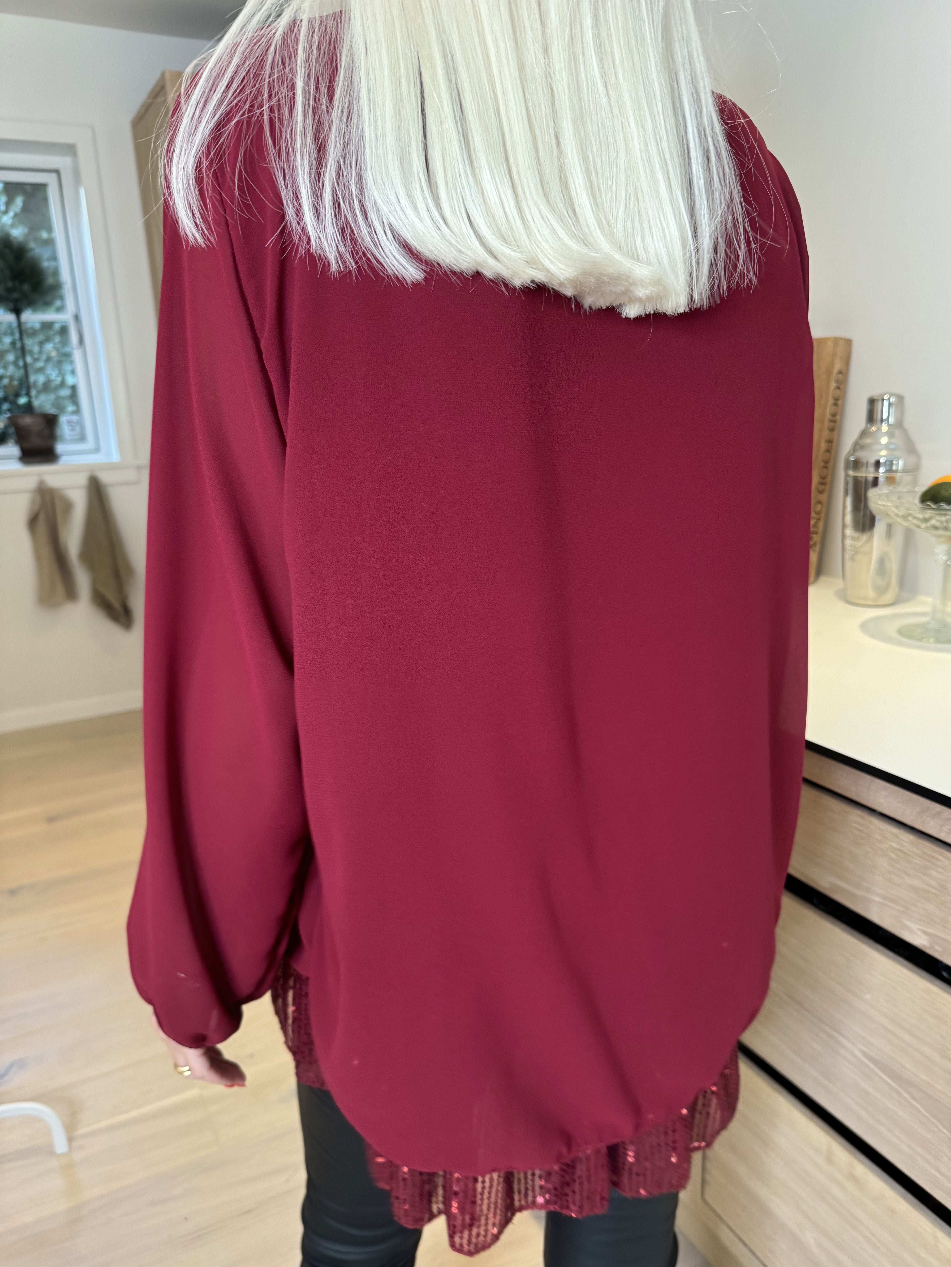 Luby - Tunika i chiffong med paljettkant